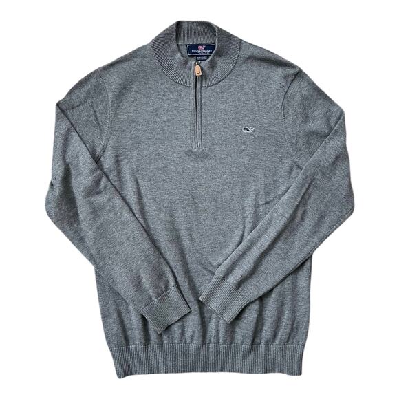 Vineyard Vines Quarter Zip Gray Pullover Sweater 100% Cotton Boys Size XL 20 - Picture 1 of 5
